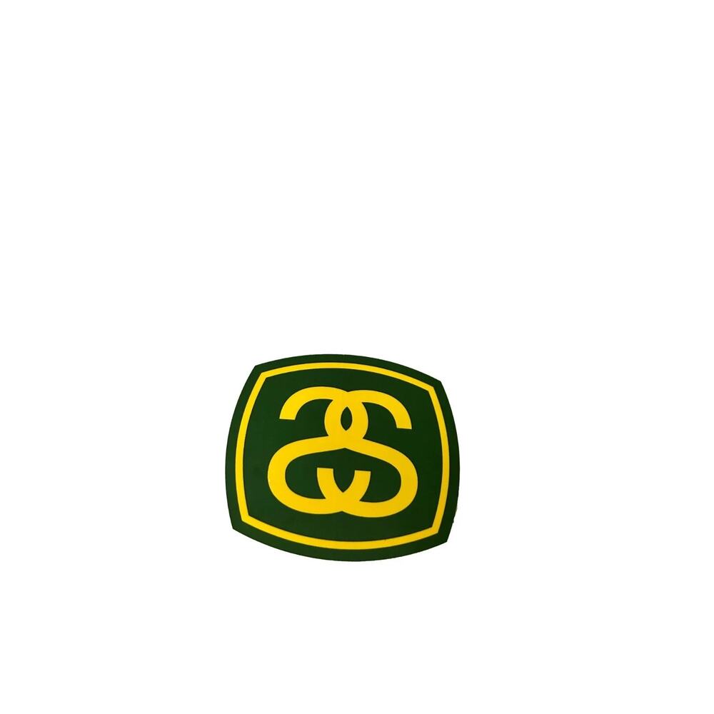 Stüssy SS Link Logo Sticker – Green & Yellow – Streetwear Decal